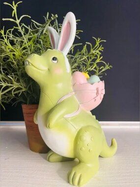 Easter Bunny T Rex Dinosaur Tabletop Decor Pastel Spring Figurine NWT